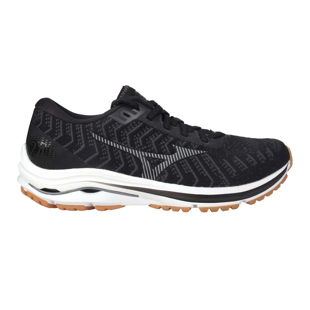 MIZUNO WAVE RIDER 24 WAVEKNIT女慢跑鞋-3E-寬楦 J1GD207740 麻花黑灰