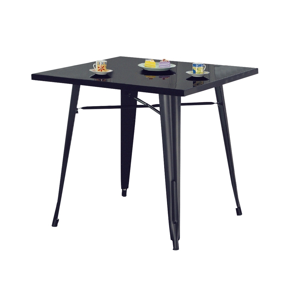 柏蒂家居-艾布特工業風2.7尺黑色烤漆休閒桌/洽談桌/方桌-80x80x76m