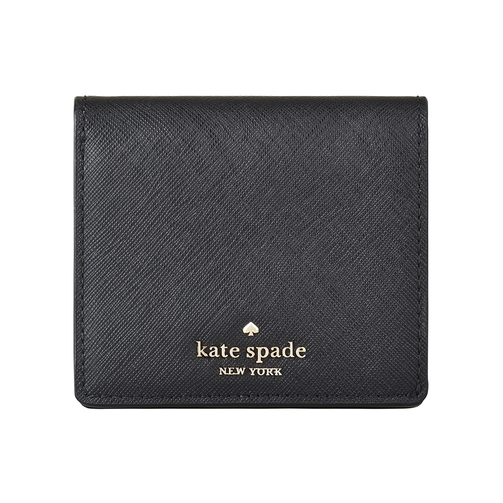 Kate Spade COVE STREET金字LOGO防刮牛皮5卡扣式短夾(黑)