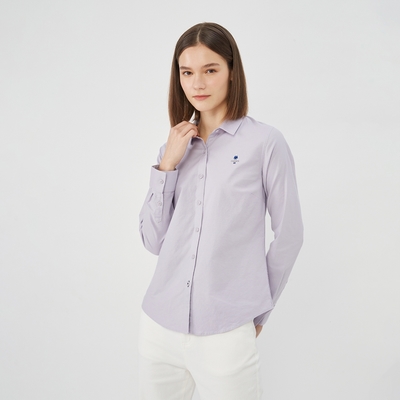 GIORDANO 女裝彈力牛津紡襯衫 - 05 紫色