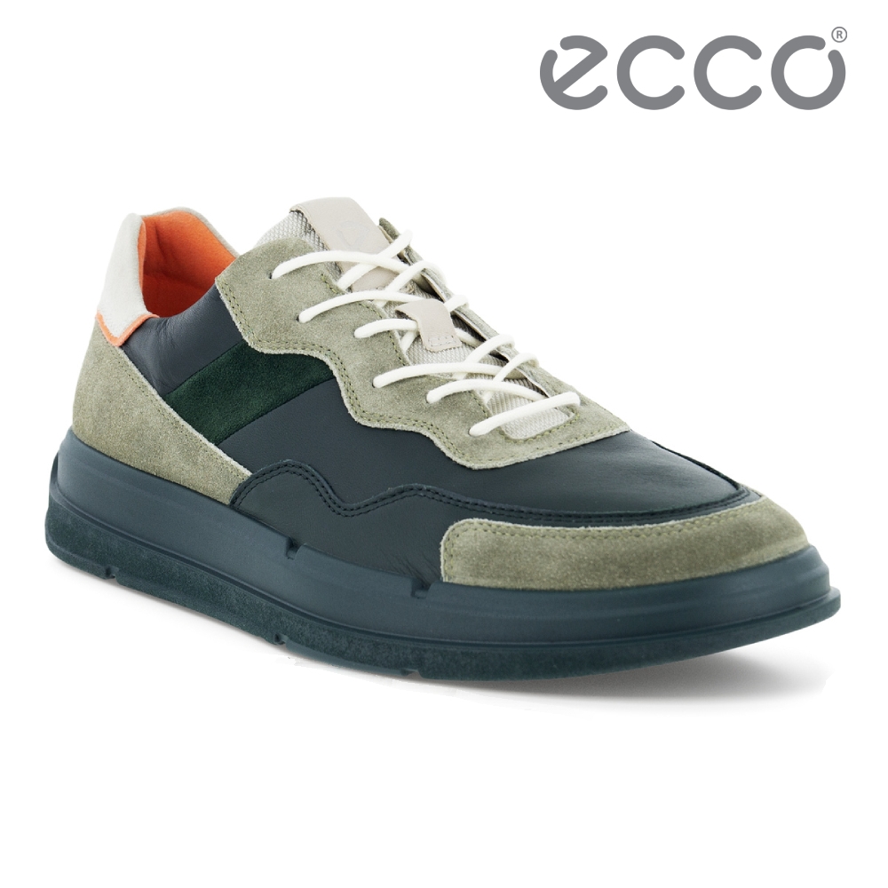 ECCO SOFT X M 時尚色彩拼接皮革休閒鞋 男鞋 彩色/藻綠色 product image 1