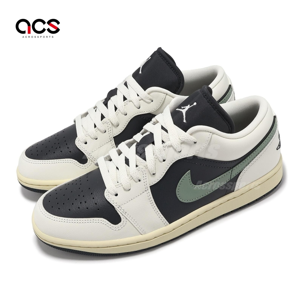 Nike 休閒鞋Wmns Air Jordan 1 Low Jade Smoke 女鞋米白黑綠AJ1 DC0774