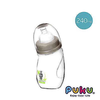 【PUKU】自然晶透寬口微笑玻璃奶瓶240ml