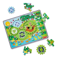 【Melissa & Doug 瑪莉莎】益智齒輪木製拼圖, 動物追逐 24pcs