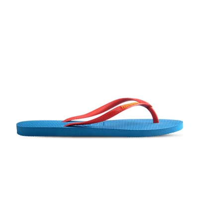 Havaianas Slim Logo Pop Up 女鞋 藍色 哈瓦仕 跳色 夾腳拖 拖鞋 4119787-0212W