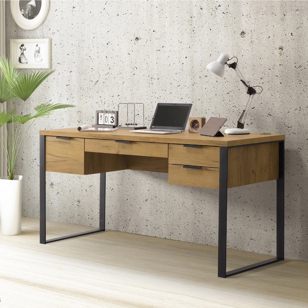 美傢 Albbrt五尺書桌附USB-黃金橡木色/DIY自行組合產品/寬152.4*深60*高76.2公分