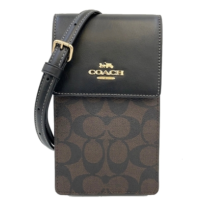 COACH 新款C LOGO手機小斜背包(深咖)