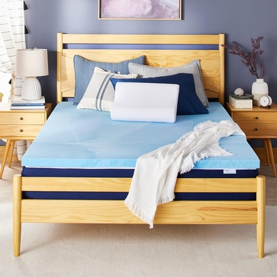 Sleep Innovations 4 英吋（約 10.2 公分）(美規單人床190.5 x 99.06 x 10.16 厘米) 雙層凝膠記憶泡棉薄床墊