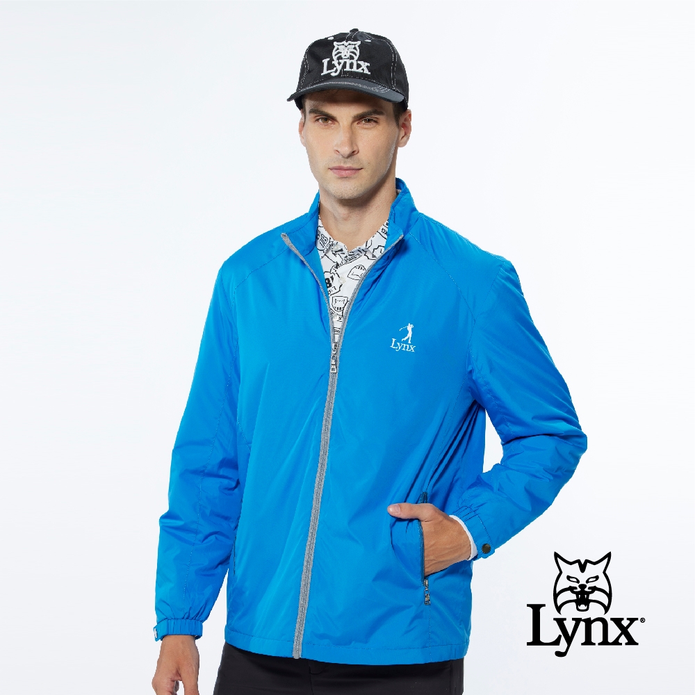 【Lynx Golf】男款薄鋪棉防風保暖高爾夫繡花胸袋拉鍊設計長袖外套(二色)
