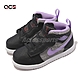 Nike 學步鞋 Jordan 1 Mid ALT SE TD 黑 紫 童鞋 幼童 喬丹 魔鬼氈 格紋 千鳥格 DO2492-015 product thumbnail 1