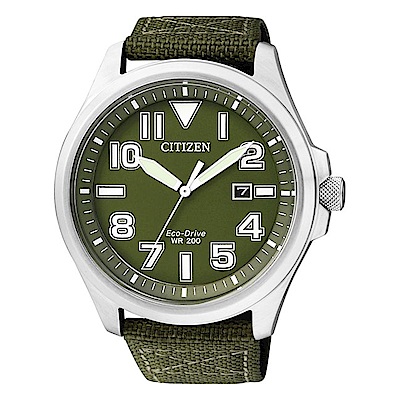 CITIZEN 星辰光動能知性時尚手錶(AW1410-32X)-綠/44mm