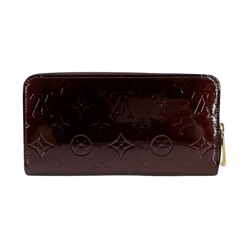 二手品 Louis Vuitton 漆面牛皮寬版拉鍊長夾(M93522-酒紅)