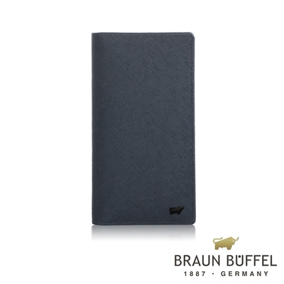 【BRAUN BUFFEL 德國小金牛】台灣總代理 洛菲諾P-II 15卡透明窗長夾-藍色/BF347-301-NY