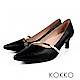 KOKKO - 歲月靜好真皮金屬尖頭高跟鞋-簡單黑 product thumbnail 1
