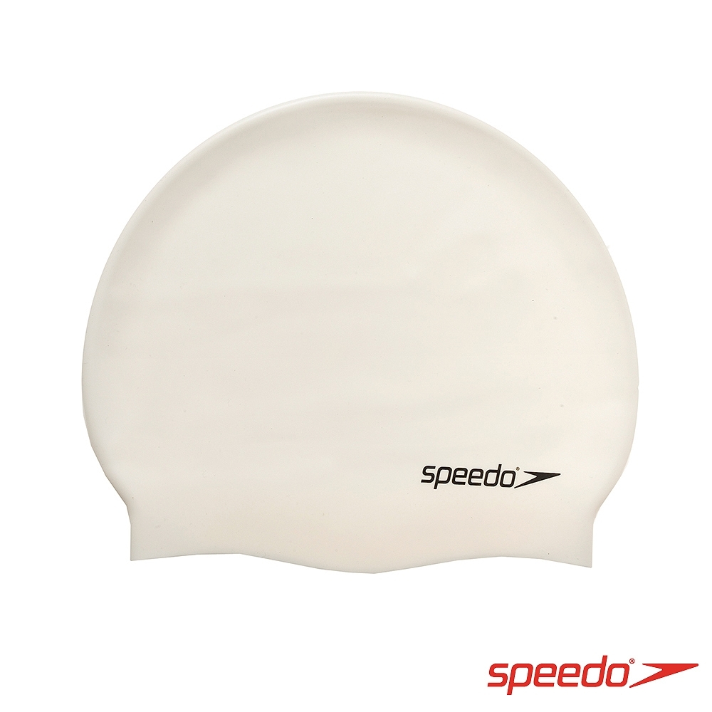 SPEEDO 成人矽膠泳帽 Plain Flat 白