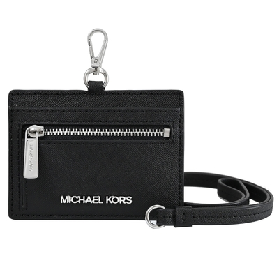 MICHAEL KORS JET SET TRAVEL金屬LOGO橫式證件夾(黑)