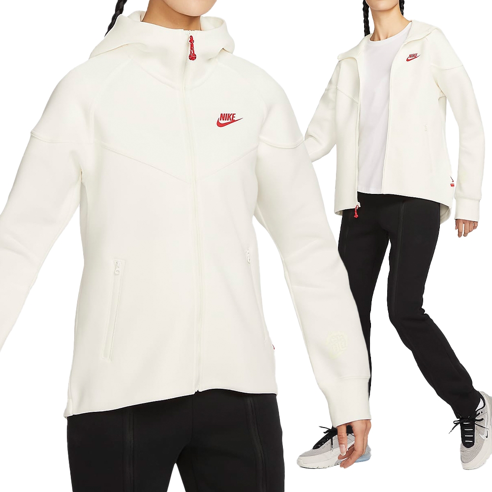 Nike AS W NSW TCH FLC WR FZ HDY 女款 白色 運動 連帽 外套 FZ6385-133