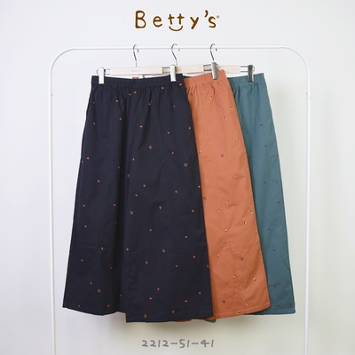 betty’s專櫃款　鬆緊櫻桃刺繡寬褲(黑色)