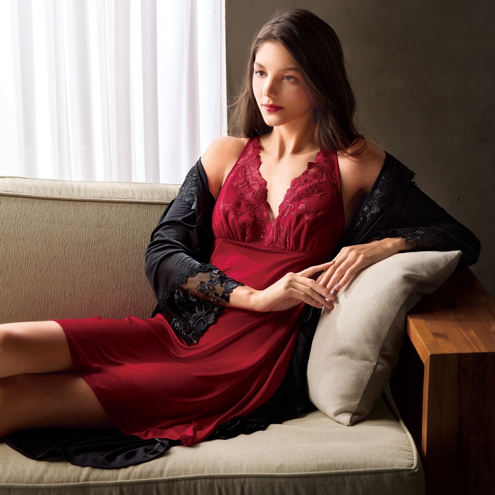 華歌爾睡衣-性感系列 M-L優雅浪漫超細針織細肩帶洋裝(辣椒紅) NNS07923RB