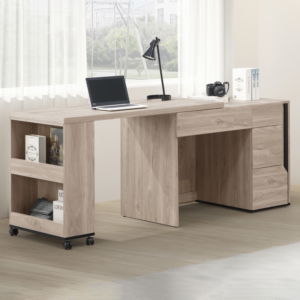 Homelike 仙蒂4尺多功能書桌(含側拉櫃)-寬120x深60x高76cm