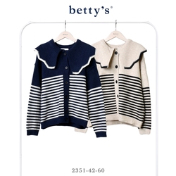 betty’s貝蒂思　荷葉邊翻領撞色條紋開襟毛衣(共二色)