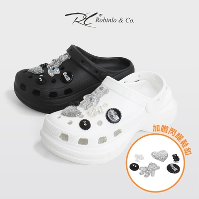 ROBINLO輕量防水玩酷主張兩穿式洞洞鞋涼鞋拖鞋 經典白/酷感黑