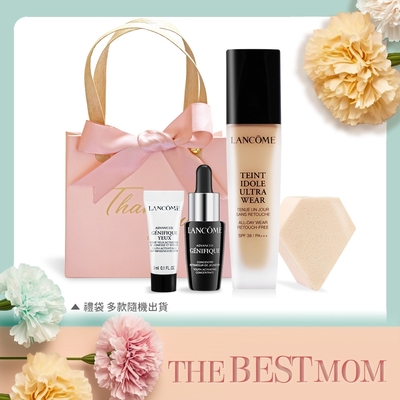 LANCOME 蘭蔻 超未來零粉感美肌底妝組[粉底#BO-01+亮眼霜+肌因賦活露+粉撲]-母親節獻禮