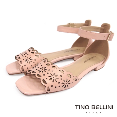 Tino Bellini 巴西進口雅致鏤空雕花平底涼鞋-粉