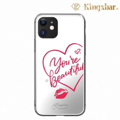 Kingxbar iPhone 11 Pro 施華洛世奇水鑽鏡面保護殼-愛心