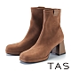 TAS 彈力羊絨貼腿粗高跟襪靴 咖啡 product thumbnail 1