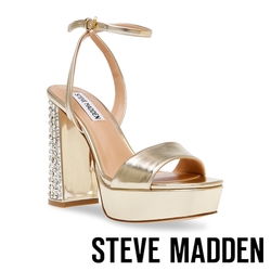 STEVE MADDEN-LASHER 一字帶高防水台鑽面涼跟鞋-金色