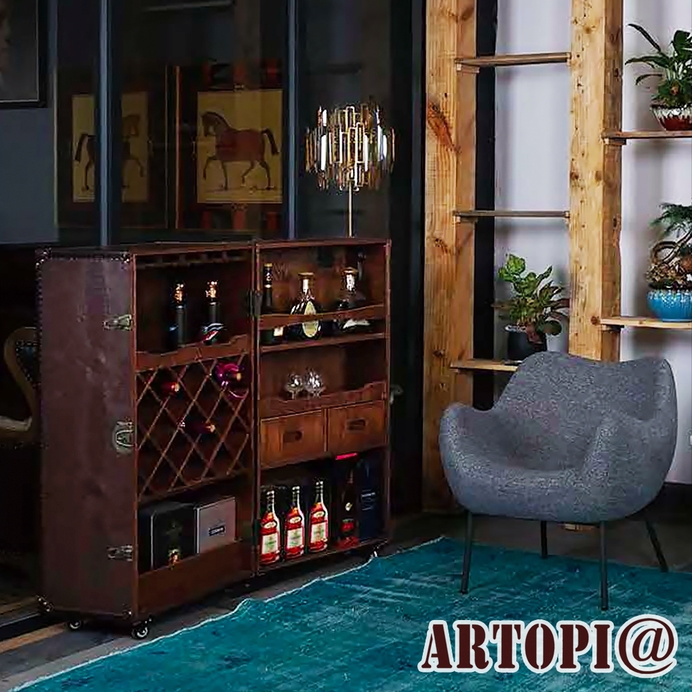 ARTOPI_Kuopio庫奧皮奧復古鱷魚紋酒櫃 W63*D63*H115 cm
