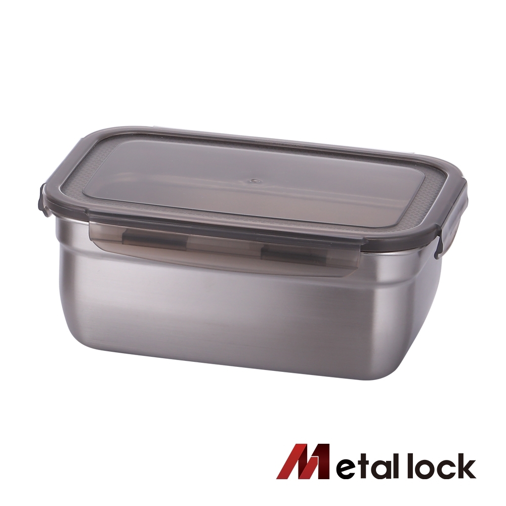韓國Metal lock方形不鏽鋼保鮮盒2000ml-深型.露營野餐不銹鋼環保收納大容量