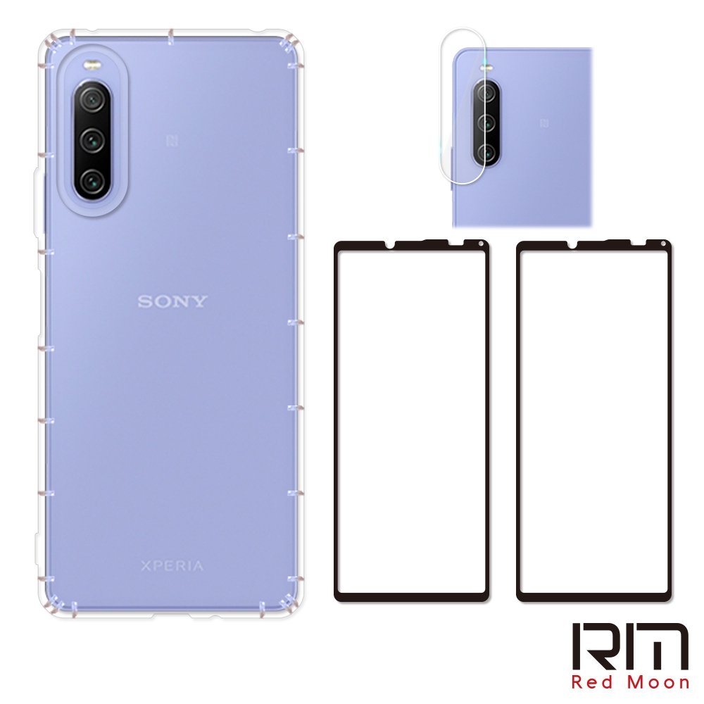 RedMoon SONY Xperia 10 IV 手機殼貼4件組 空壓殼-9H玻璃保貼2入+厚版鏡頭貼