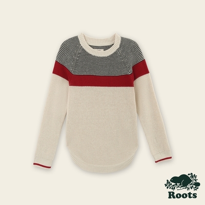 Roots女裝-經典小木屋系列 經典拚織罩衫-米色