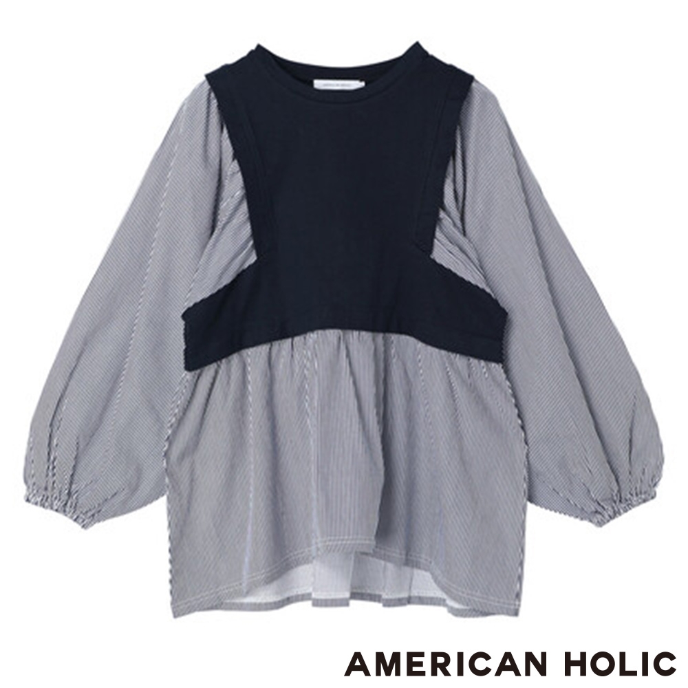 AMERICAN HOLIC 層次拼接澎袖造型上衣| 短袖| Yahoo奇摩購物中心