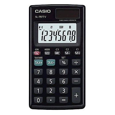 CASIO  8位數大字幕攜帶型計算機-黑 (SL-797TV-BK)