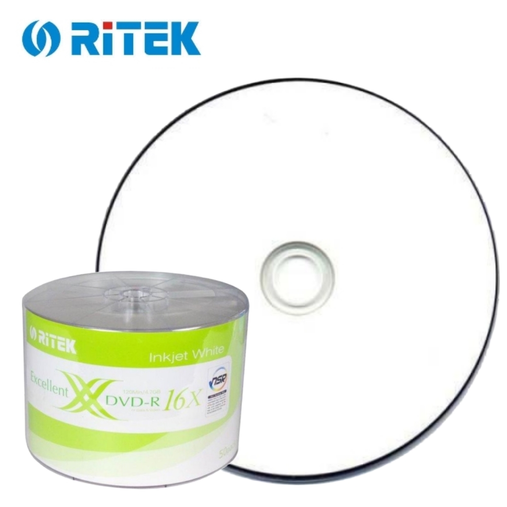 錸德 Ritek X版 16X DVD-R 4.7GB 白色滿版可印片 裸裝 (100片)