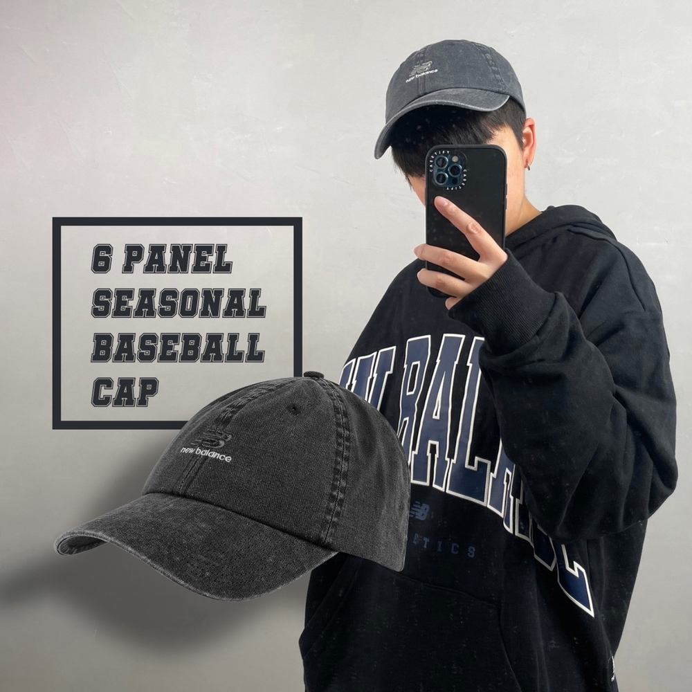 New Balance 棒球帽 6 Panel Seasonal 灰 白 水洗 可調式 老帽  基本款 透氣 LAH01003BGR