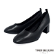 Tino Bellini義大利進口雅緻牛皮中粗跟鞋_黑 product thumbnail 1