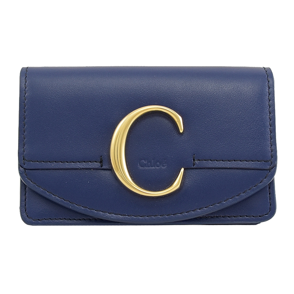 CHLOE C Bag系列小牛皮釦式零錢/名片夾(藍)
