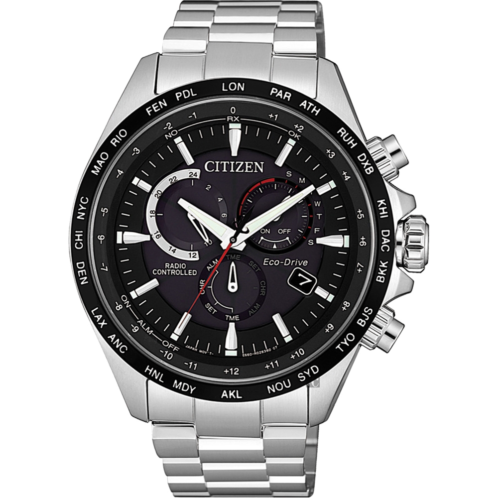 CITIZEN 星辰 亞洲限定光動能萬年曆電波錶-黑x銀/45mm CB5838-85E