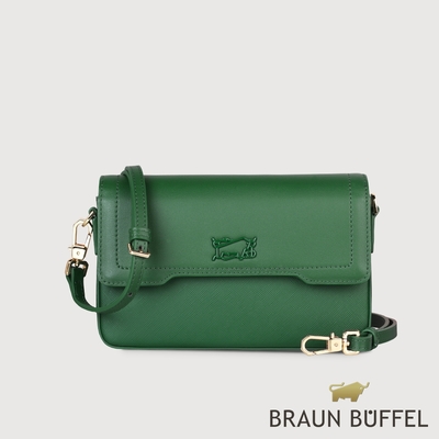 【BRAUN BUFFEL 德國小金牛】台灣總代理 巨星 斜背包-孔雀石綠/BF823-713-MC