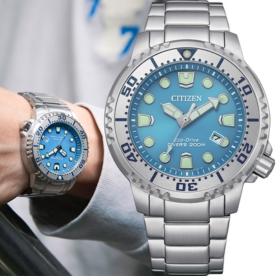 CITIZEN 星辰 PROMASTER 200米光動能潛水錶-44mm藍 BN0165-55L