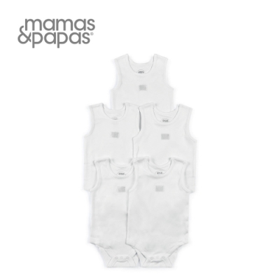 Mamas&Papas 無袖包屁衣5件組(白)