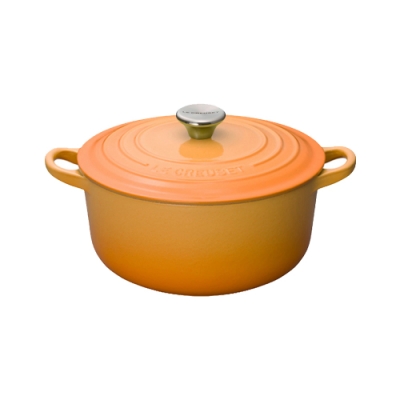 LE CREUSET 琺瑯鑄鐵圓鍋20cm-初花-鋼頭