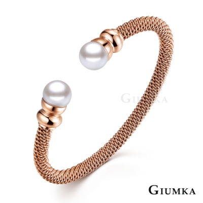 GIUMKA白鋼手環C形 鋼索編織造型 金/黑/玫 單個價格