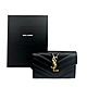 YSL Saint Laurent金屬LOGO牛皮V字車線名片零錢包(黑金) product thumbnail 1