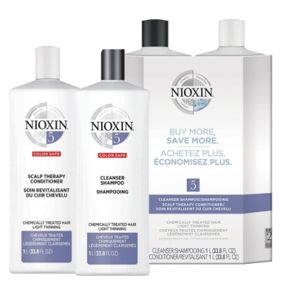 *NIOXIN  5號賦活洗髮+護髮組1000ml系列(全髮質適用-染燙後髮)(含壓頭)