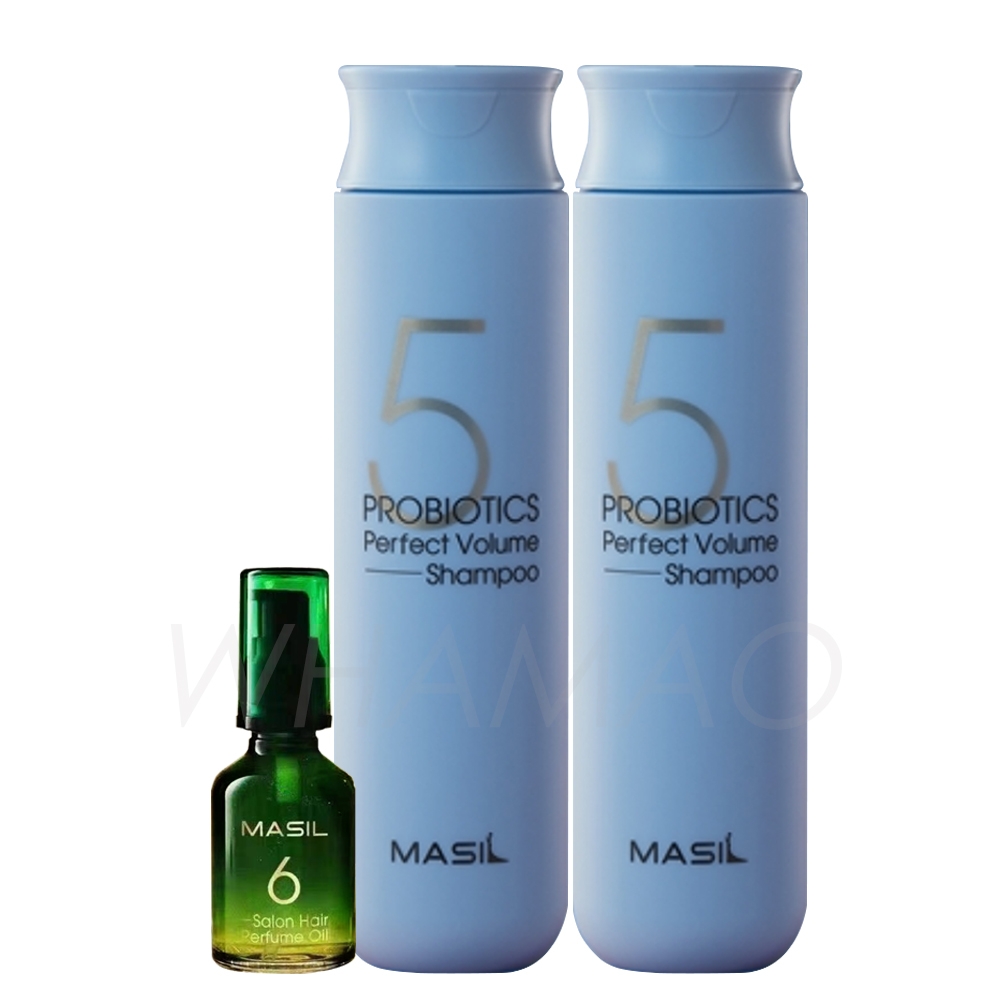 MASIL 5采益生菌補水豐盈抗躁3件組(洗300mlx2+6倍光感護髮精油50ml)